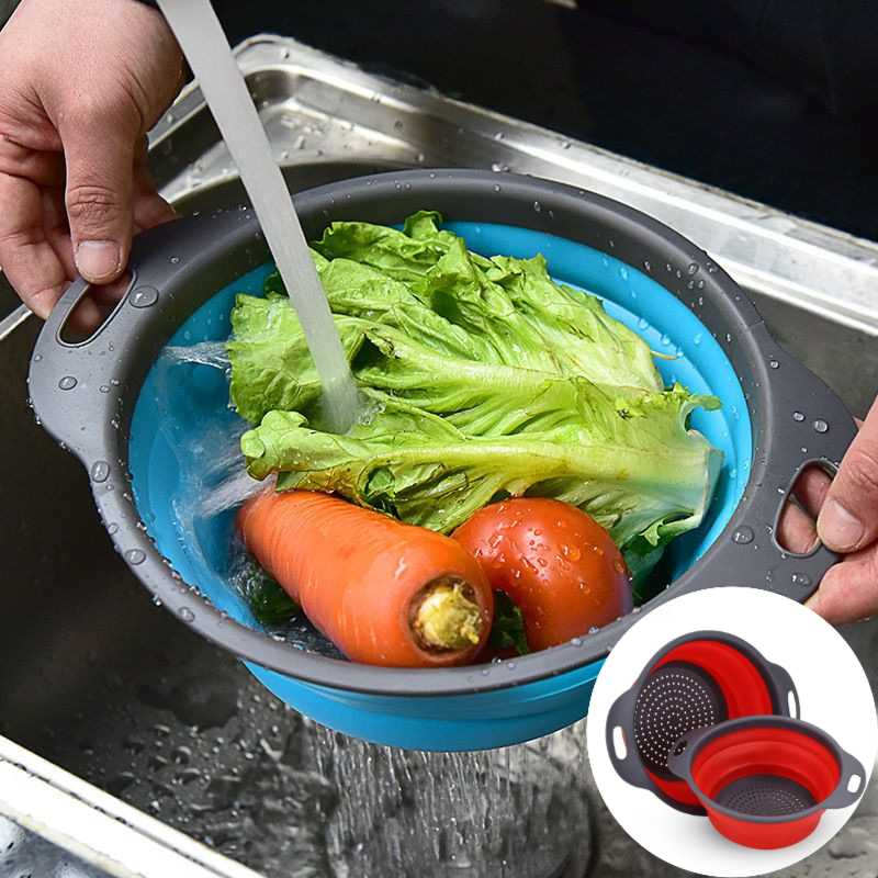 Kitchen Gadgets Store - Opvouwbare siliconen zeef met handvat, food