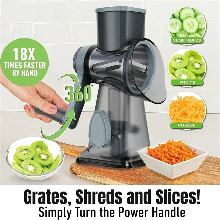 Cheese Grater Box - 2025 3-in-1 Rotatiekaasrasp Multifunctionele Handmatige Groentesnijder
