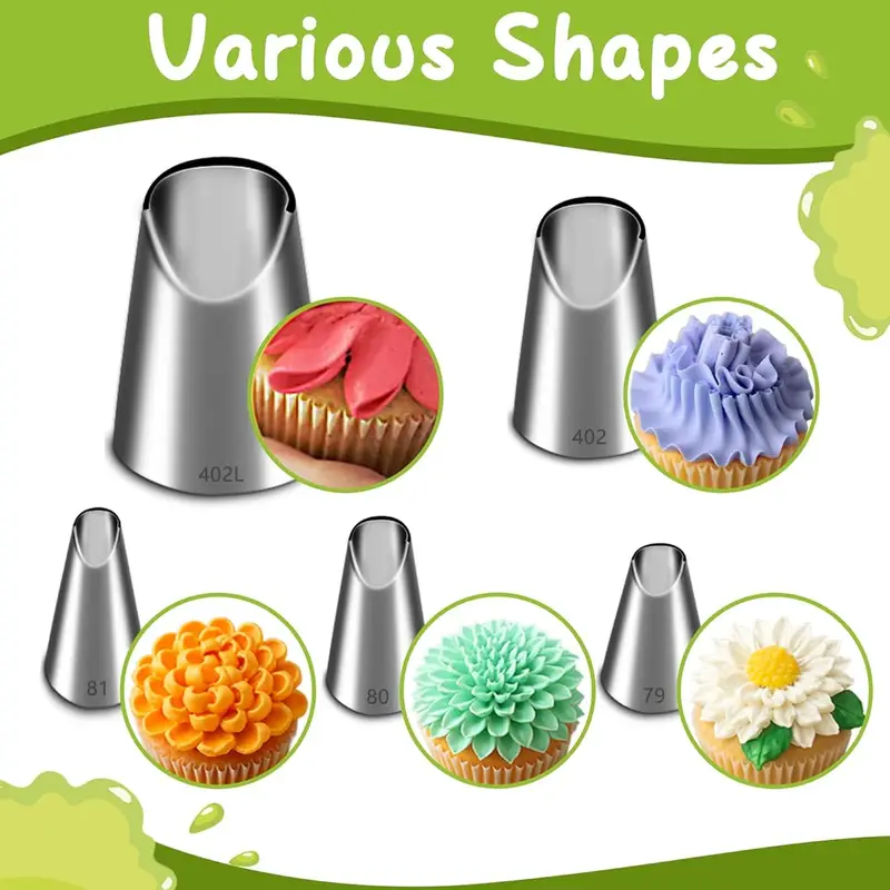 Quality Kitchen Gadgets - 5 STKS RVS Piping Nozzles Set,