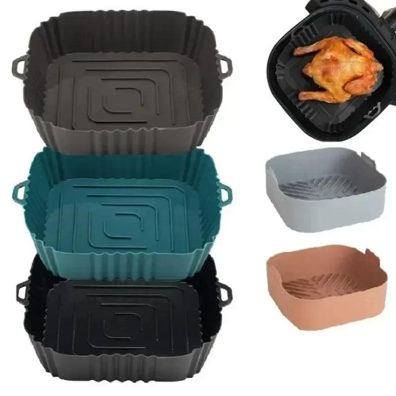 Air Fryer Accessories - 1PC siliconen luchtfriteusemand, ronde vierkante herbruikbare
