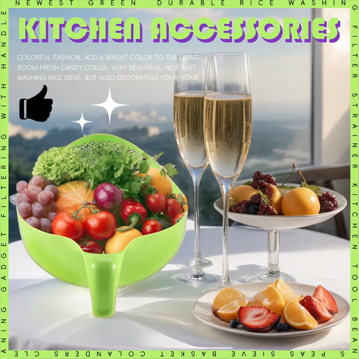 Kitchen Gadgets Rice Filter - ABZT Rijstwasfilter Zeef Keukenhulpje Bonen Erwten
